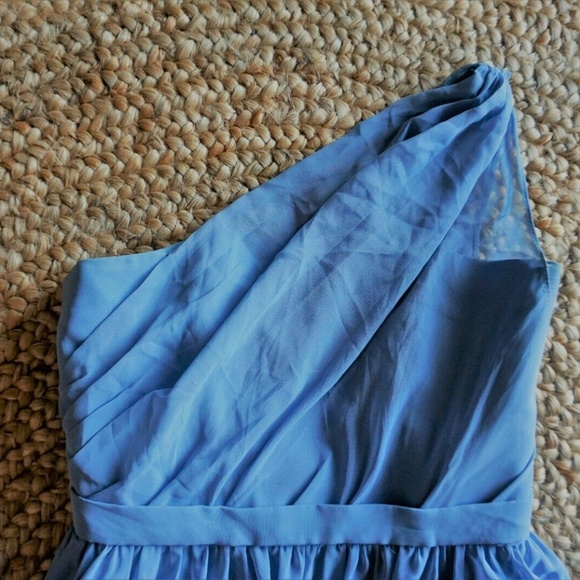 Alfred Angelo Blue Dress S4 1-Shoulder Fit & Flare - Picture 6 of 7